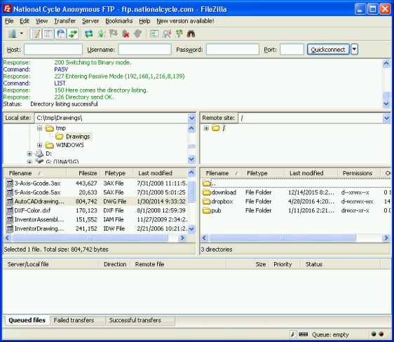 FileZilla Window